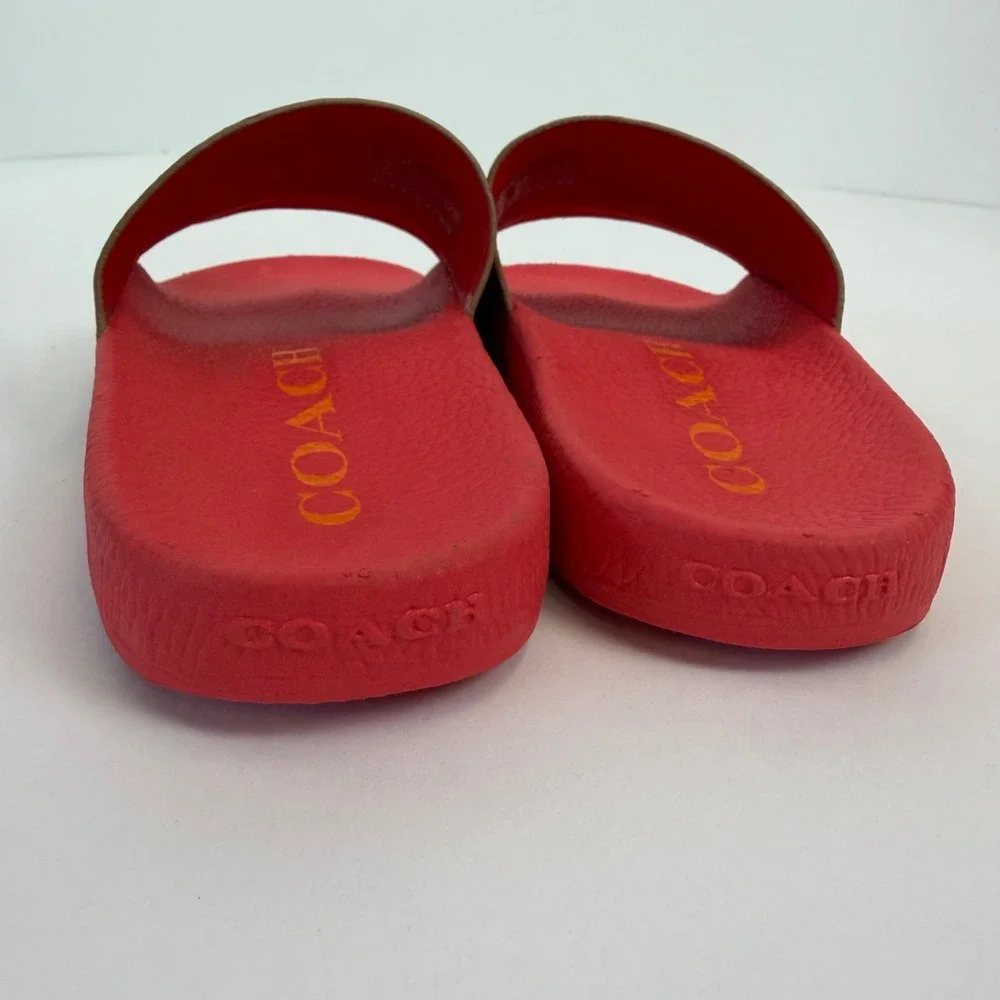 Coach Udele Sport Slides Rainbow Pride Signature Monogram Red Sandals Womens 5B - Picture 6 of 6